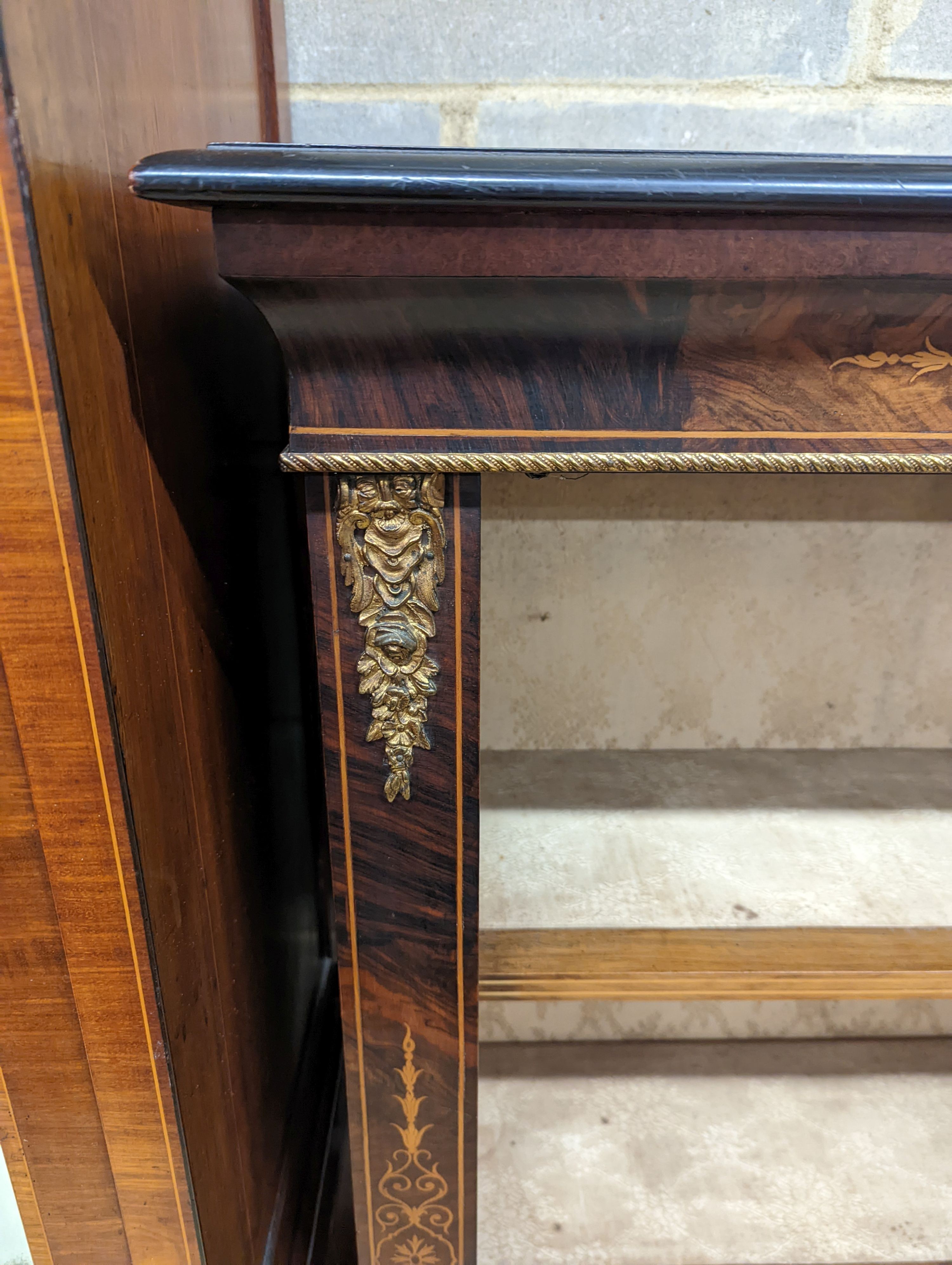 A late Victorian gilt metal mounted walnut pier cabinet, width 83cm, depth 34cm, height 108cm